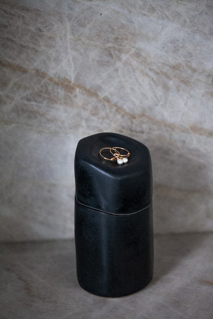Shelter box I. Black ceramic jewelry box, unique piece.